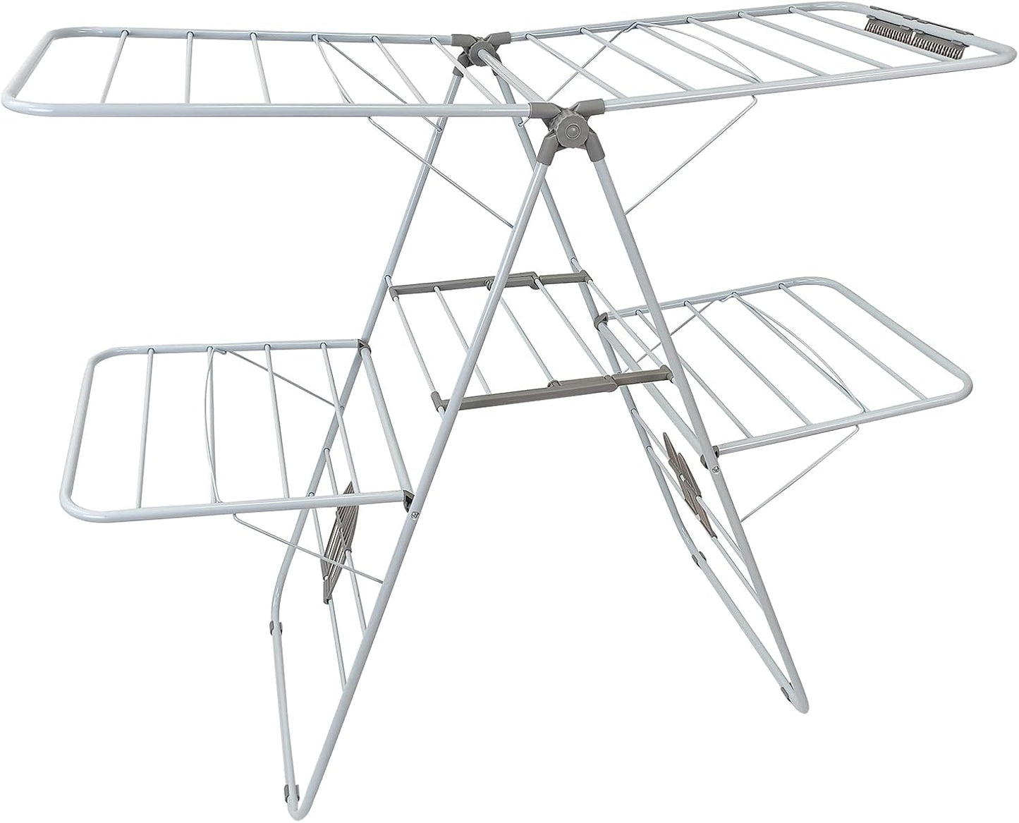 Large Capacity Double Drying Rack, Folding Rustproof Drying Rack with Non-Slip Clips and Drainage