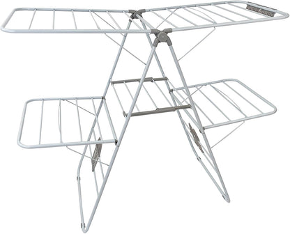 Large Capacity Double Drying Rack, Folding Rustproof Drying Rack with Non-Slip Clips and Drainage