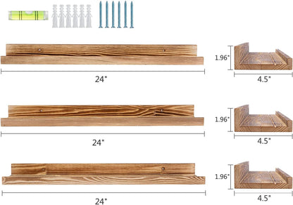 AZSKY Floating Shelves Set of 3, Picture Ledge Shelf, 24 Inches Long Large Nursery Book Shelves for