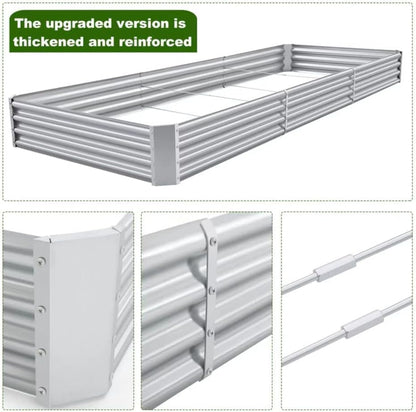 Land Guard 12×4×1ft Galvanized Raised Garden Bed Kit for Vegetables, Galvanized Super Large Metal