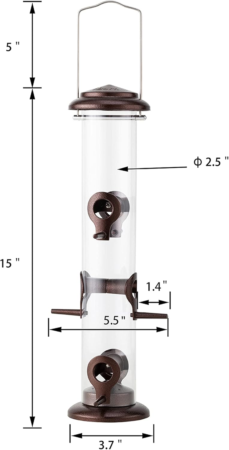 iBorn Metal Bird Feeder Hanging Wild Bird Seed Feeder for Mix Seed Blends Heavy Duty All Metal