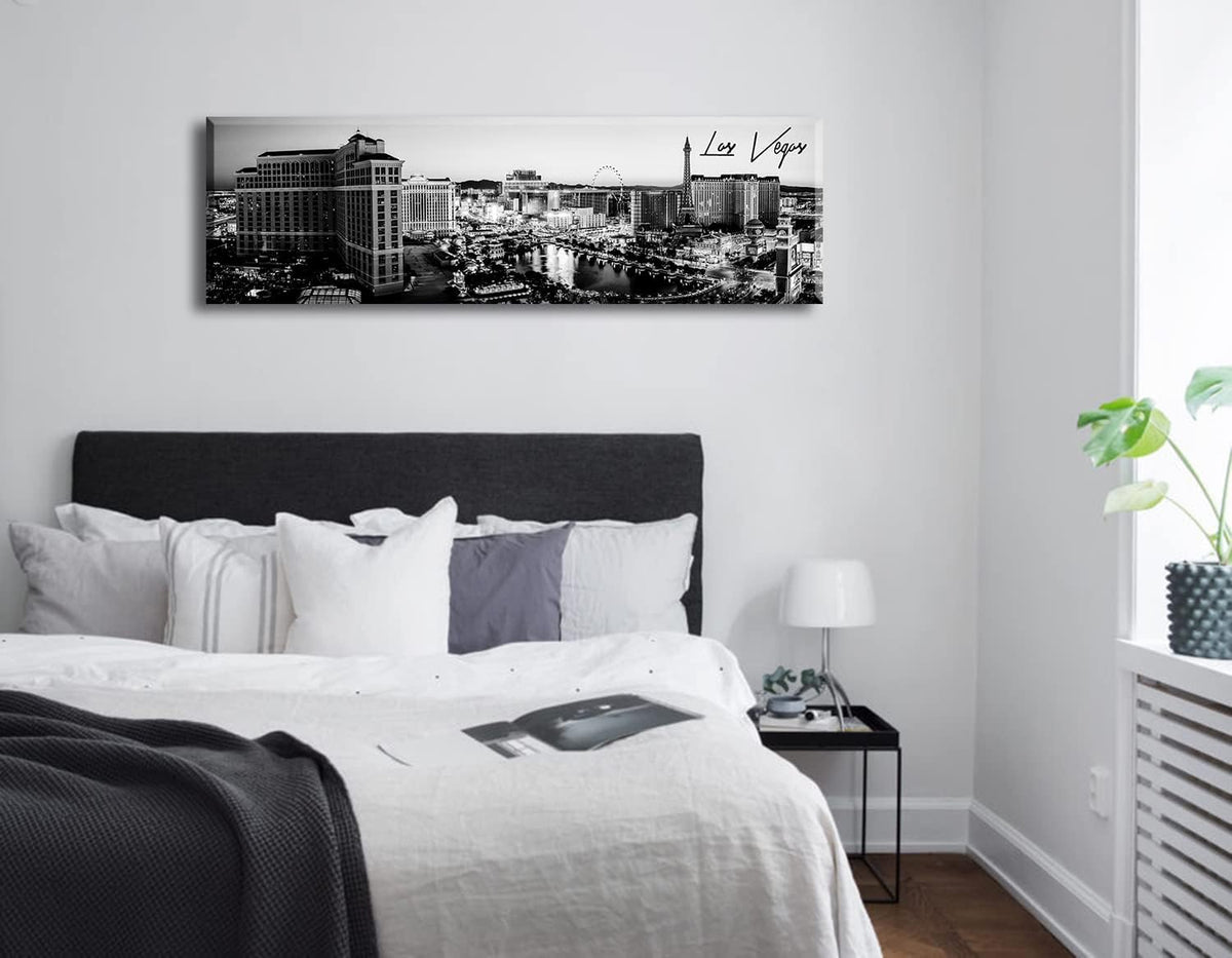 Las Vegas Skyline Wall Art for Living Room American Cityscape Canvas Prints Black and White City