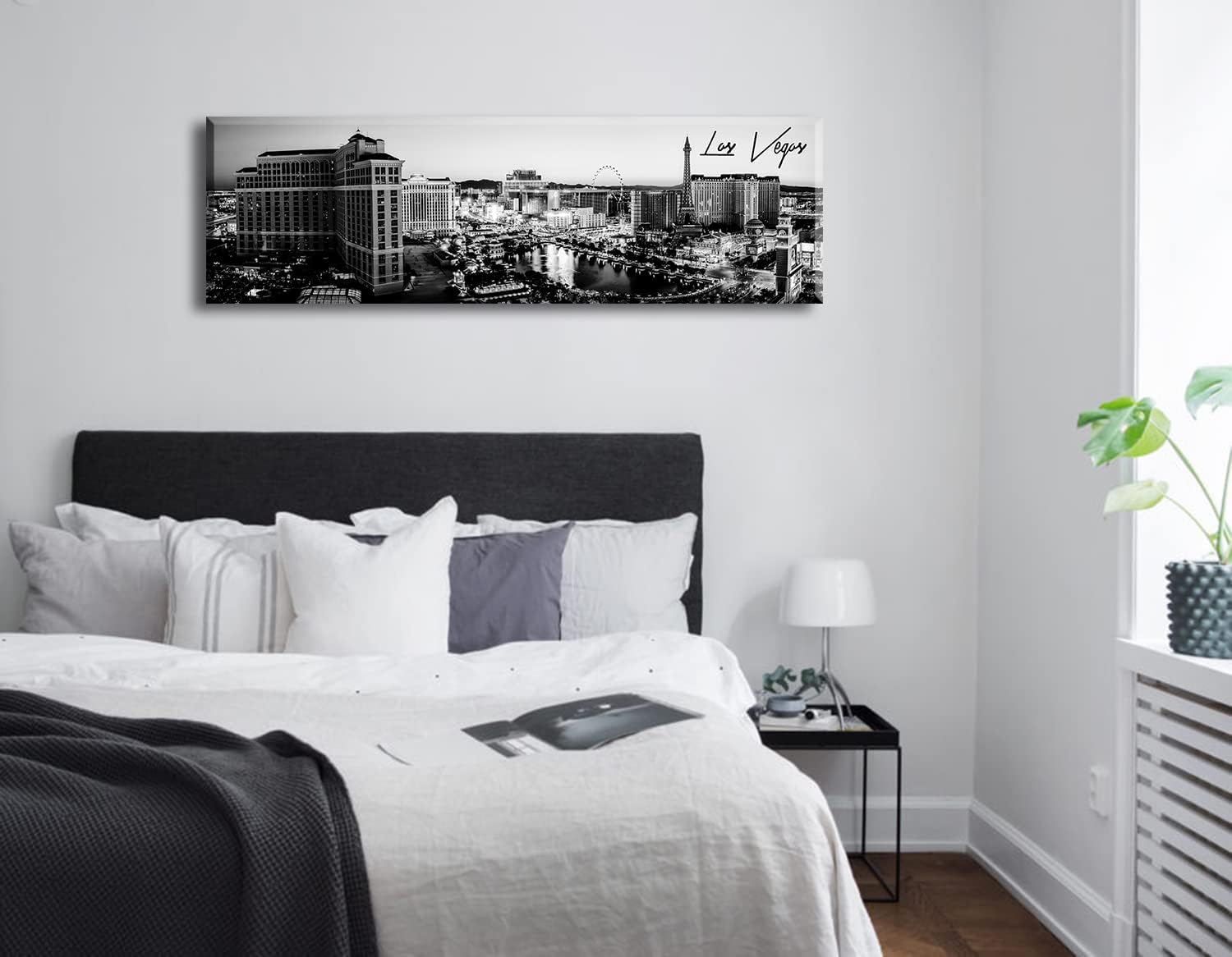 Las Vegas Skyline Wall Art for Living Room American Cityscape Canvas Prints Black and White City