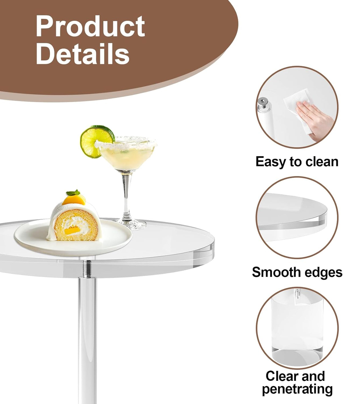 Acrylic End Table, Modern Minimalist Acrylic Side Tables, Clear Side Table for Living Room