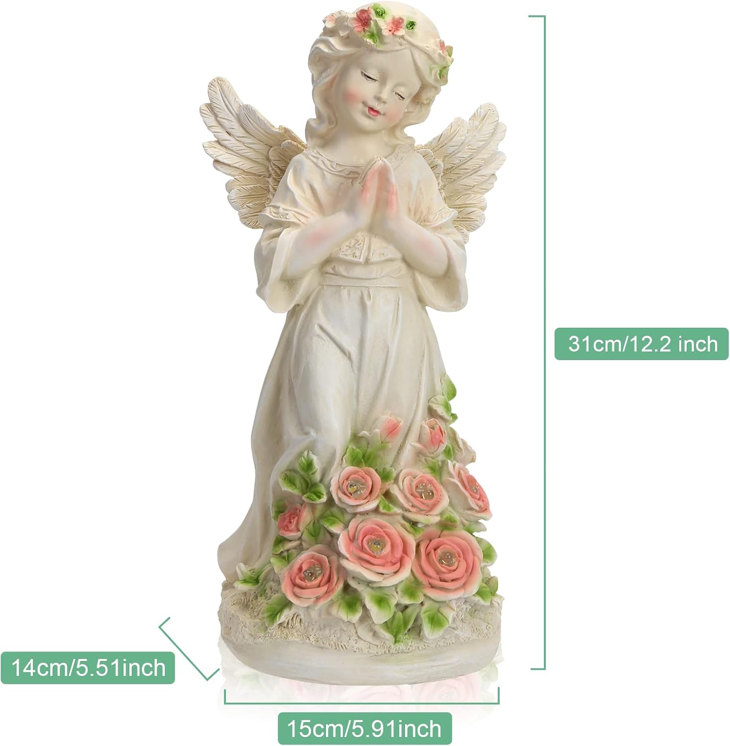 Garden Decor Angel Statue, Outdoor Patio Garden Sculptures & Statues, Solar Yard Decorations Lawn