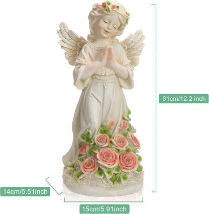 Garden Decor Angel Statue, Outdoor Patio Garden Sculptures & Statues, Solar Yard Decorations Lawn