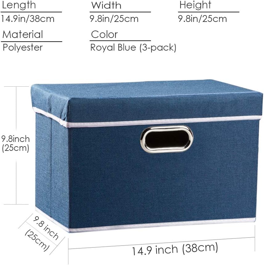 PRANDOM Collapsible Storage Bin with Lid [3-Pack] Fabric Foldable Storage Box Organizer Container