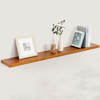 Fun Memories 55 Inches Floating Shelves - 8 Inch Deep Rustic Solid Pine Wood Wall Shelves for