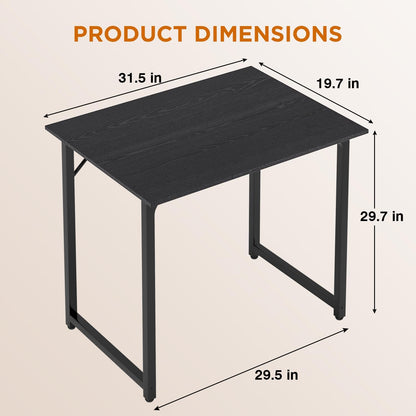 PayLessHere | 32 Inch Computer Desk | Black | Office Desk with Metal Frame, Adjustable Feet |