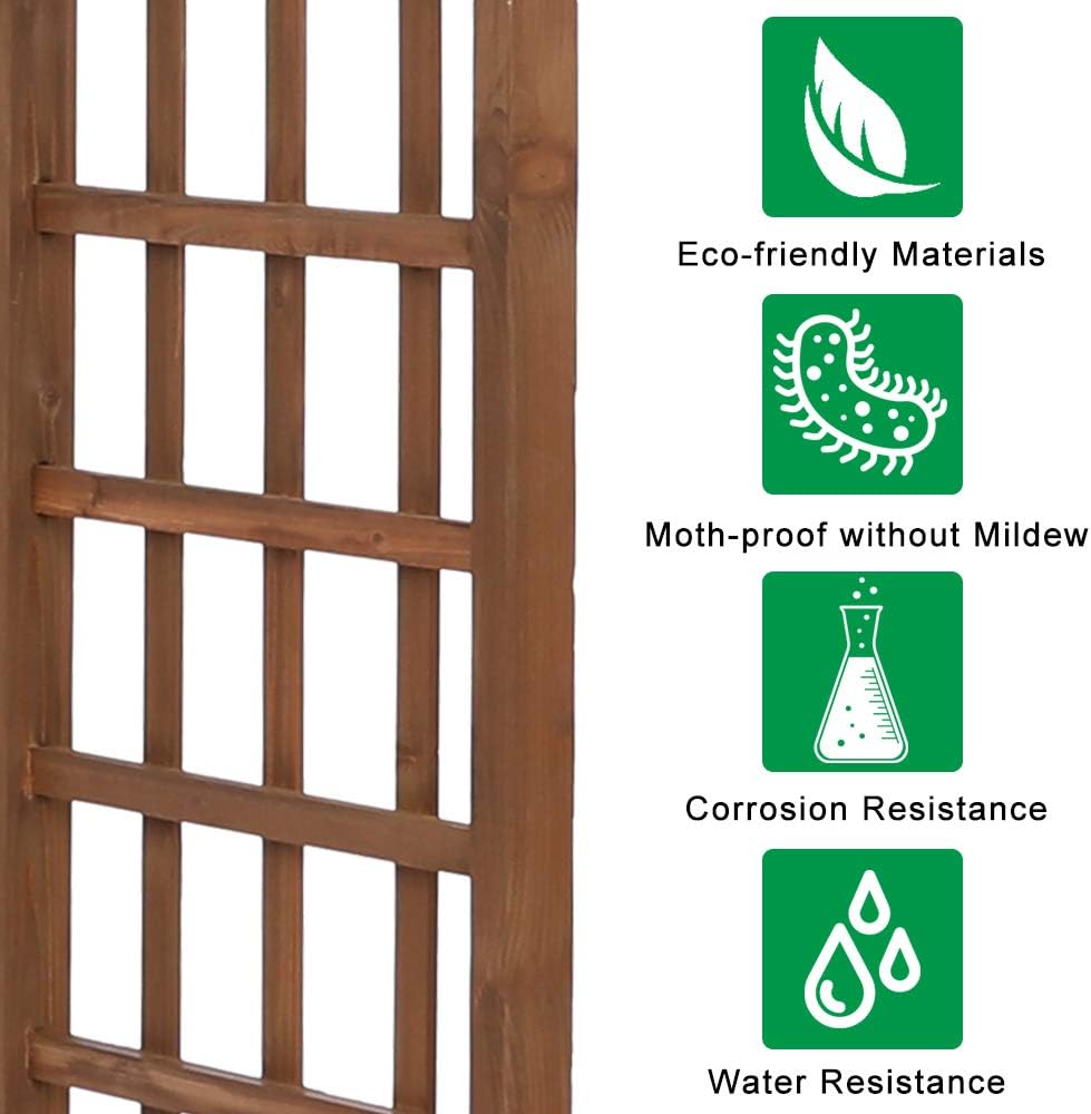 Outvita 7 Ft Wooden Garden Arbor Arch, Fir Wood Arbour Trellis, Pergola Archway for Wedding