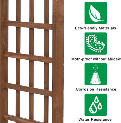 Outvita 7 Ft Wooden Garden Arbor Arch, Fir Wood Arbour Trellis, Pergola Archway for Wedding