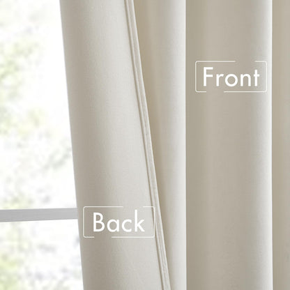 MIULEE Ivory White Velvet Curtains 108 inches Long 2 Panels - Luxury Pinch Pleated Room Darkening