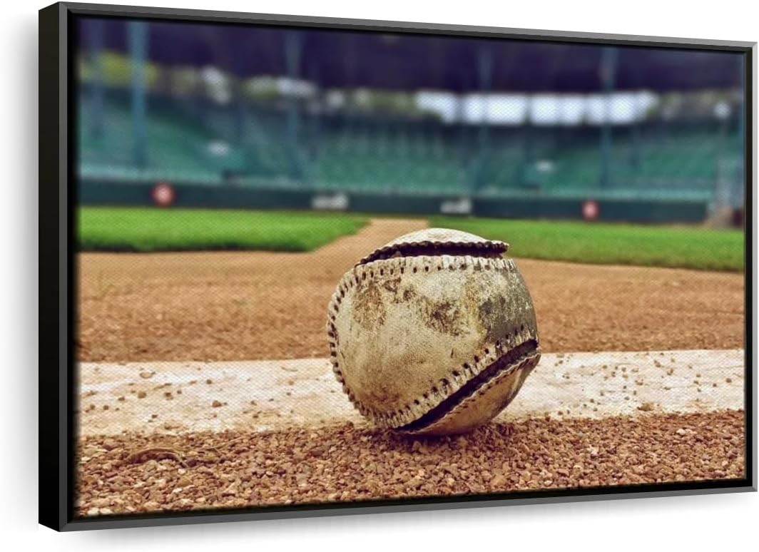 ElephantStock Baseball In Stadium Wall Art - Horizontal Framed Canvas - 1-Piece Living Room Wall