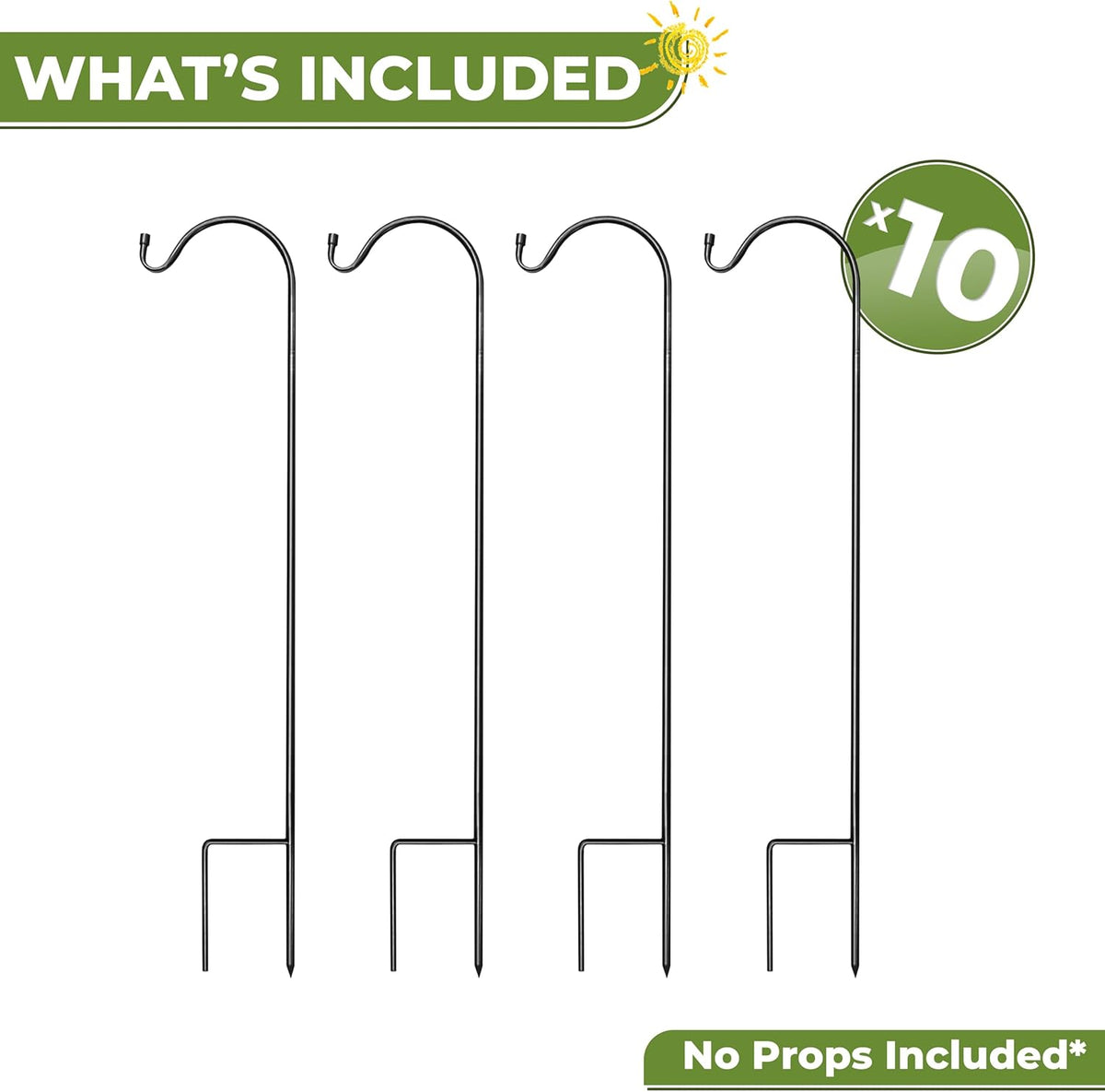 Sorbus Shepherds Hooks for Outdoor - Set of 10 Extendable Garden Planter Stakes for Bird Feeders