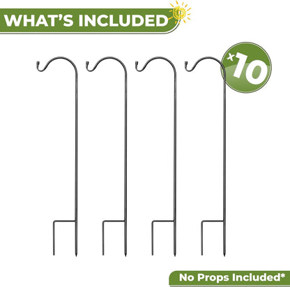 Sorbus Shepherds Hooks for Outdoor - Set of 10 Extendable Garden Planter Stakes for Bird Feeders