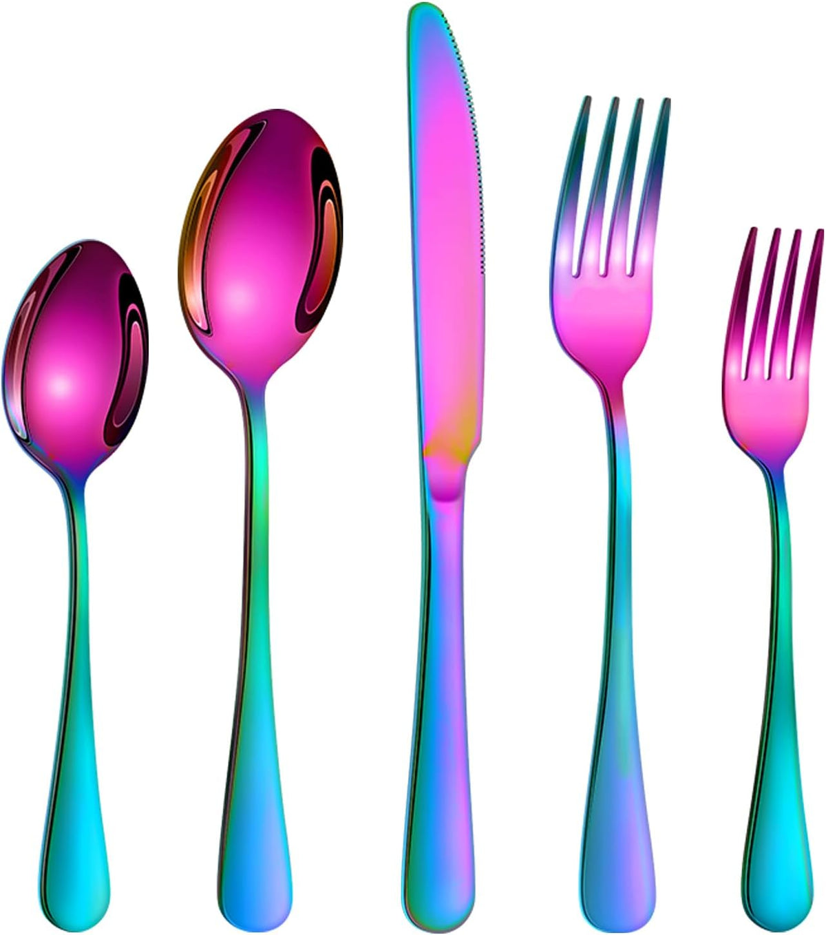 20 Pcs Rainbow Silverware Set for 4, Food Grade Stainless Steel Flatware Set, Eating Utensils Sets