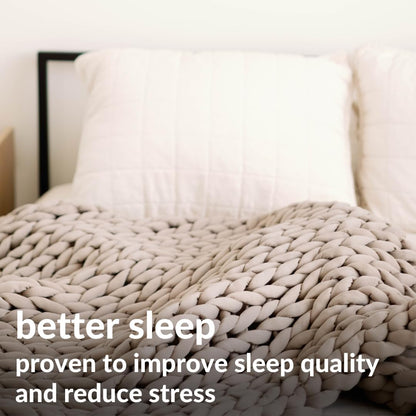 Nuzzie Chunky Knit Weighted Blanket - Breathable, Cooling, Hand Made Knit Throw Blanket for Sleep