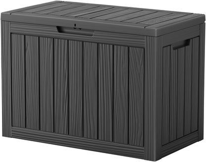 Vixzen 45 Gallon Resin Deck Box, Lockable Outdoor Storage Box for Patio Cushions Storage