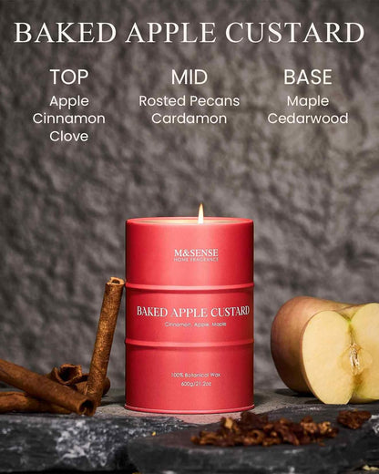 M&SENSE Baked Apple Scented Candles Large, Natural Soy Candles 21.2oz 120 Hour Slow