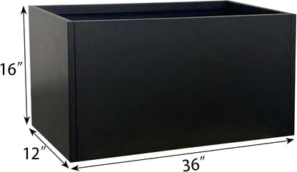 Steel Planter 36" x 12" x 16" Metal Rectangle Outdoor Planter Black Powder Coated Flower Box