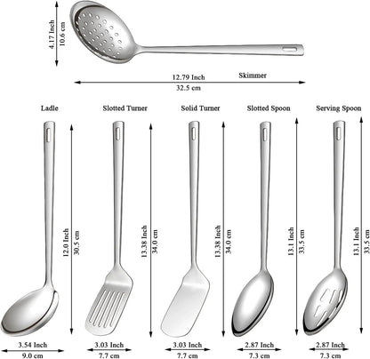 Evanda Kitchen Utensils Set 6pcs, Stainless Steel Cooking Utensils Set, Heavy Duty Kitchen Tools