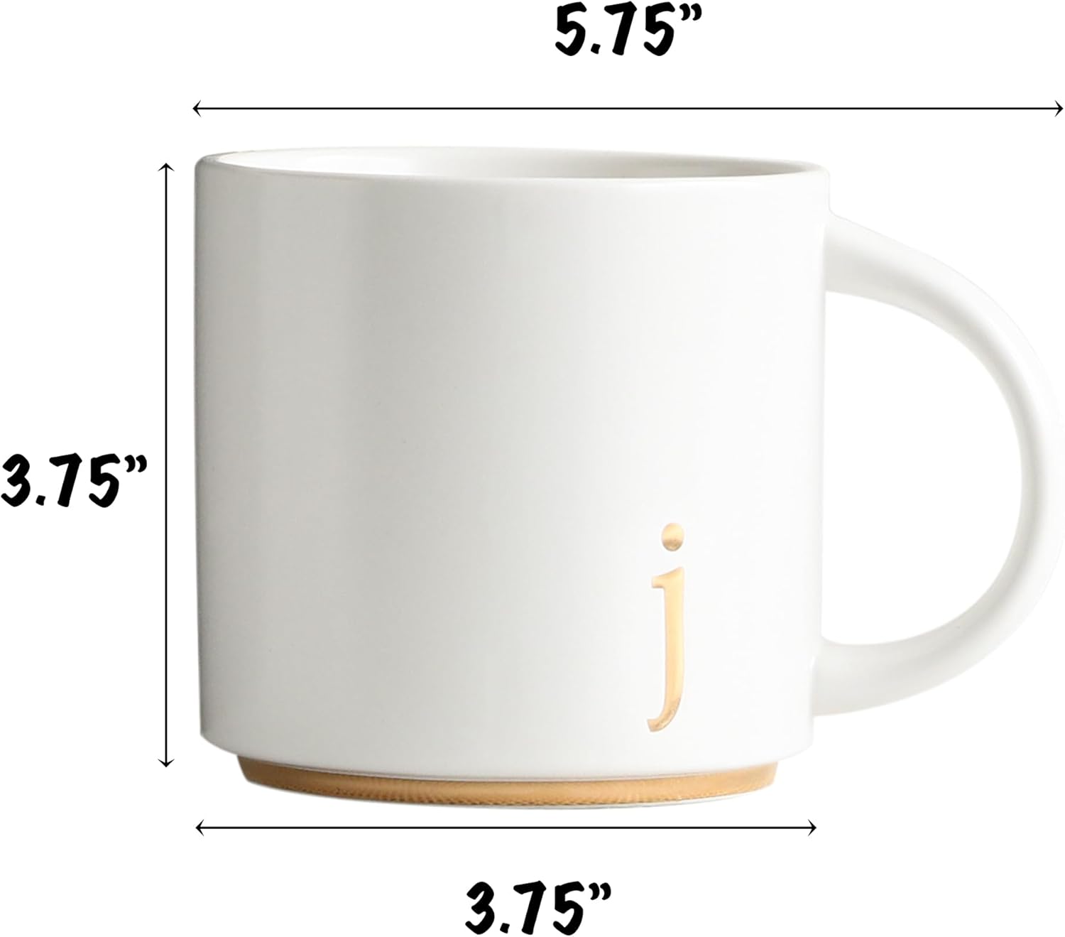 COLLECTIVE HOME - Monogram Ceramic Mugs, 15 oz Golden Initial Coffee Cups, Elegant Alphabet Tea