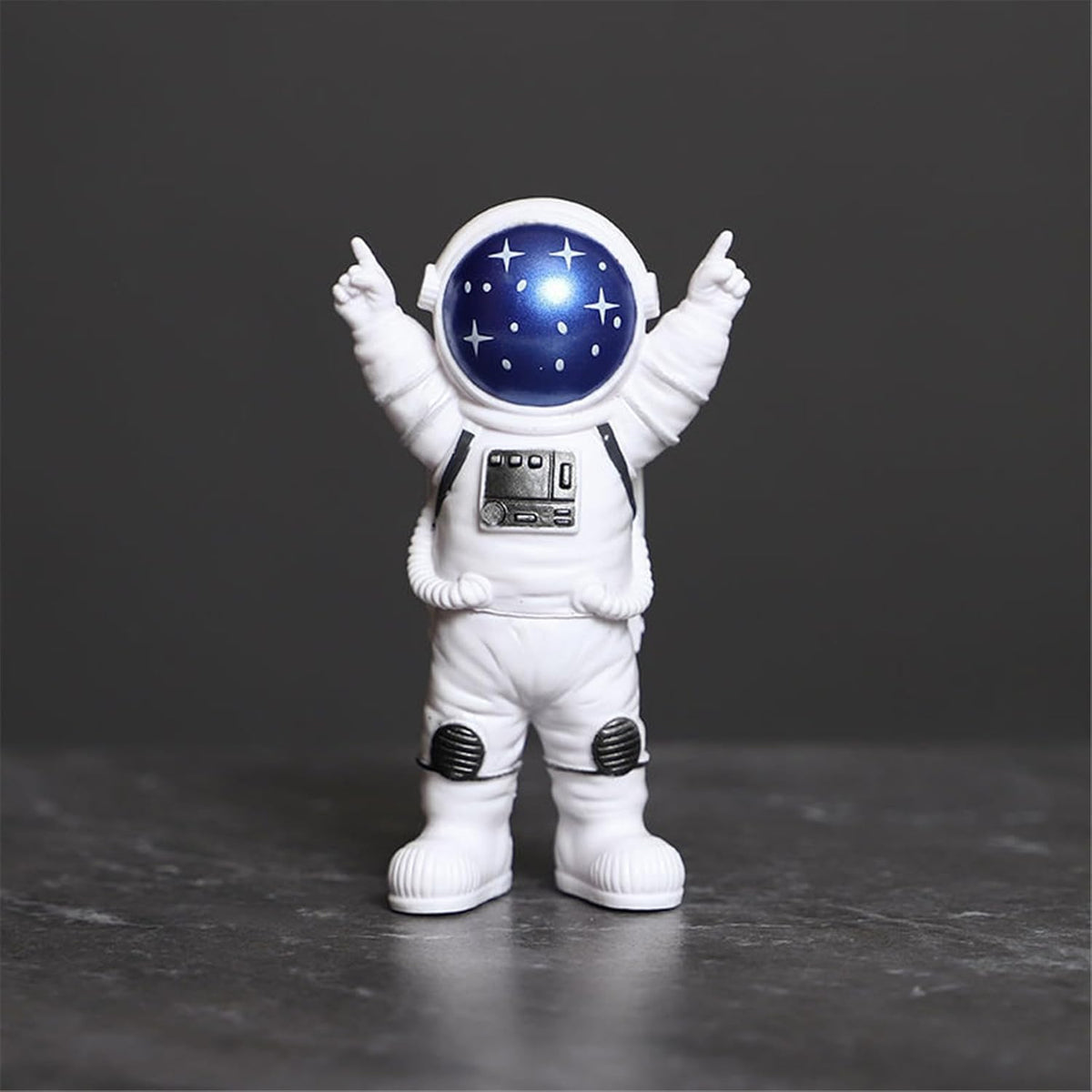 Blue White Astronaut Statues Set of 4, Spaceman Sculpture Figurines Outer Space Theme Decor for