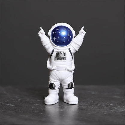 Blue White Astronaut Statues Set of 4, Spaceman Sculpture Figurines Outer Space Theme Decor for