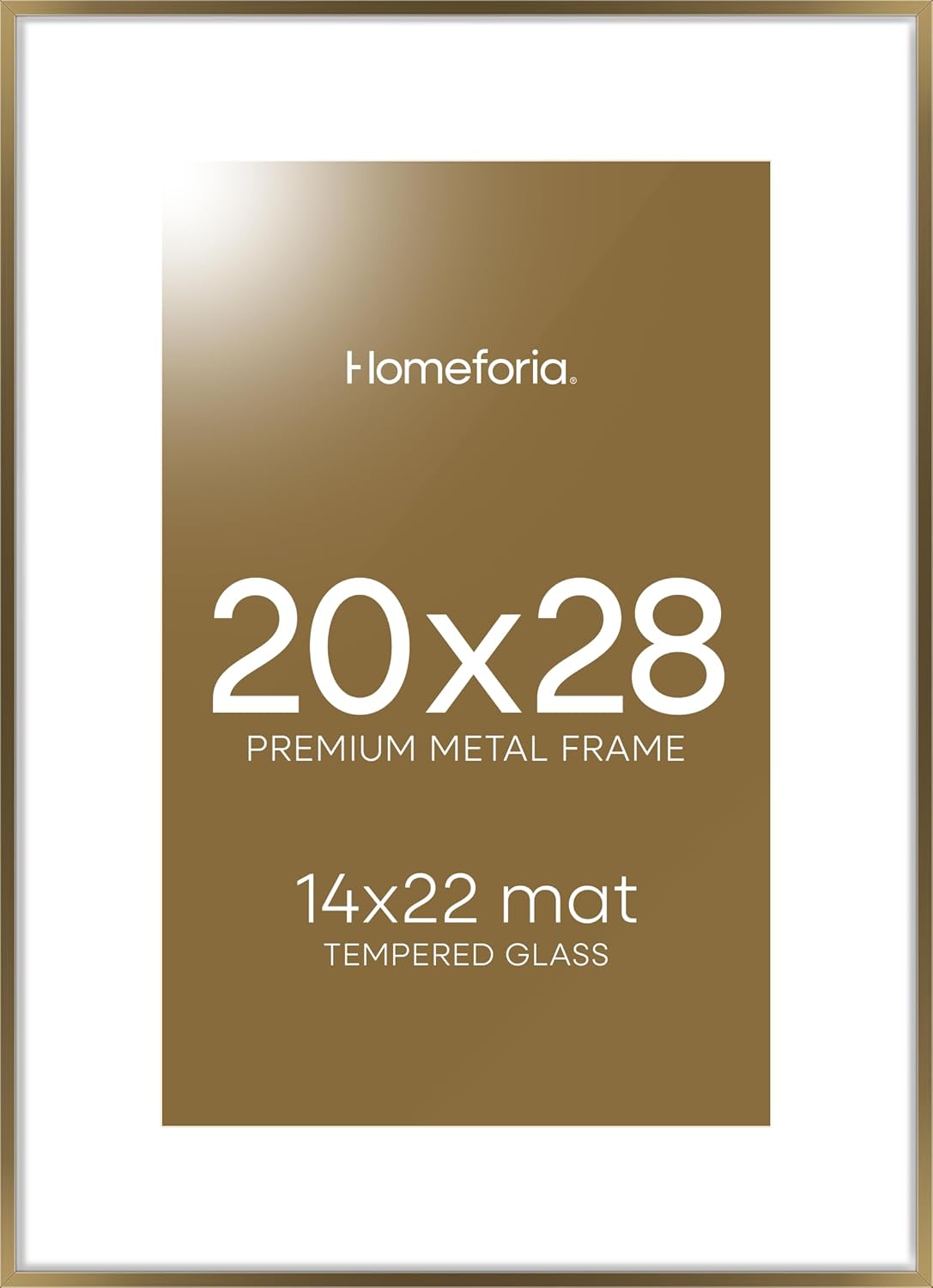 Homeforia Picture 20x28 Bronze Frame, High End Metal 20 x 28 Brass Poster Frames with Mat 14 x 22