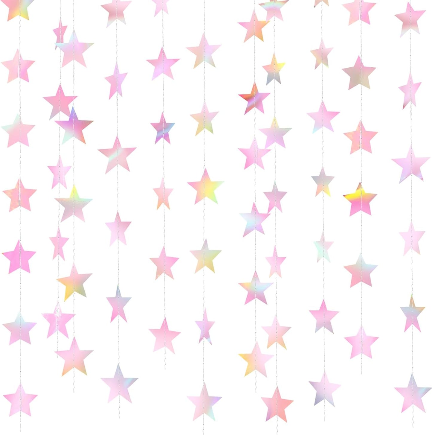 Patelai Glitter Star Garland Banner Decor 130 Feet Star Hanging Bunting Banner Twinkle Backdrop for