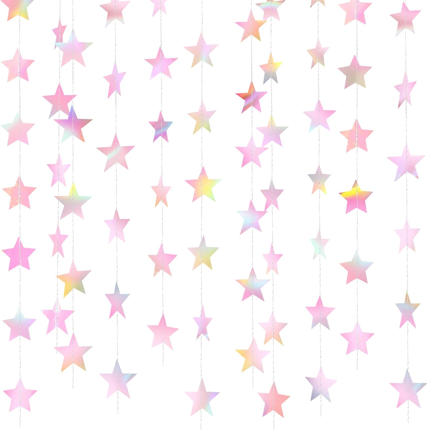 Patelai Glitter Star Garland Banner Decor 130 Feet Star Hanging Bunting Banner Twinkle Backdrop for