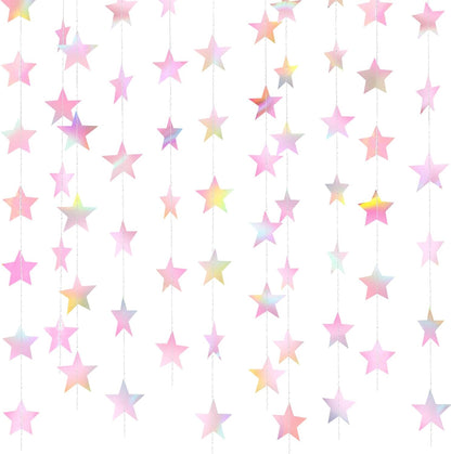 Patelai Glitter Star Garland Banner Decor 130 Feet Star Hanging Bunting Banner Twinkle Backdrop for