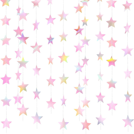 Patelai Glitter Star Garland Banner Decor 130 Feet Star Hanging Bunting Banner Twinkle Backdrop for