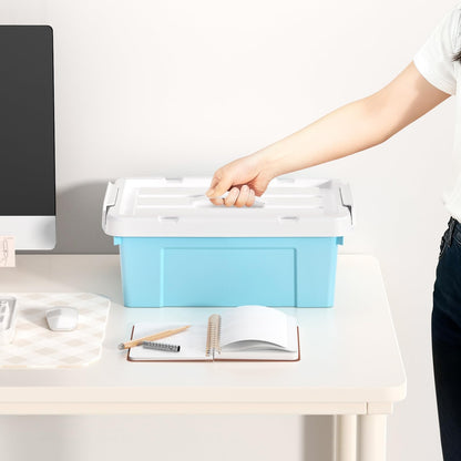 Cetomo Lidded Storage Bin with Handle, Tote Organizing Container with Durable Lid and Secure