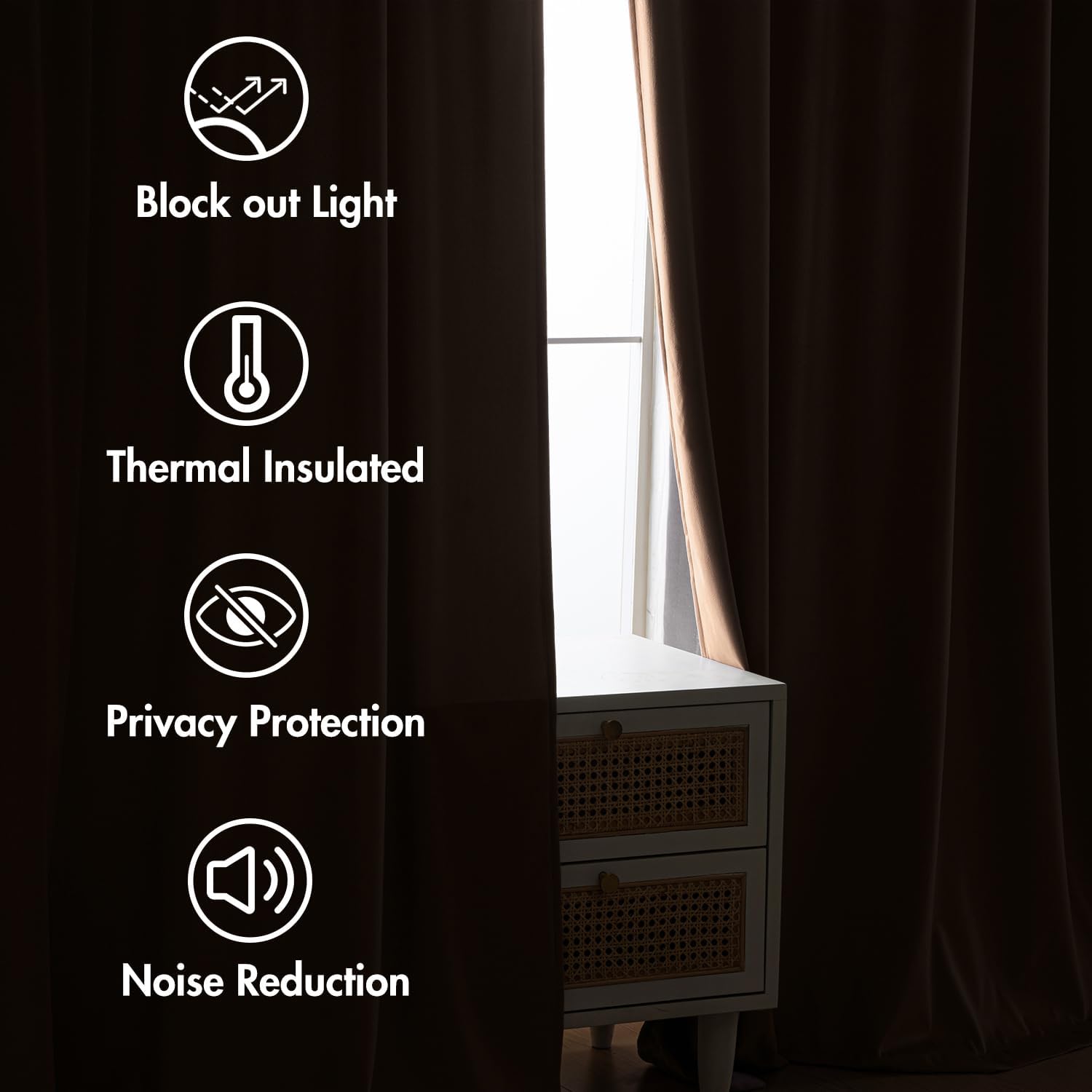 MIULEE Blush Beige Velvet Curtains 84 inches 2 Panels - Luxury Room Darkening Window Drapes for