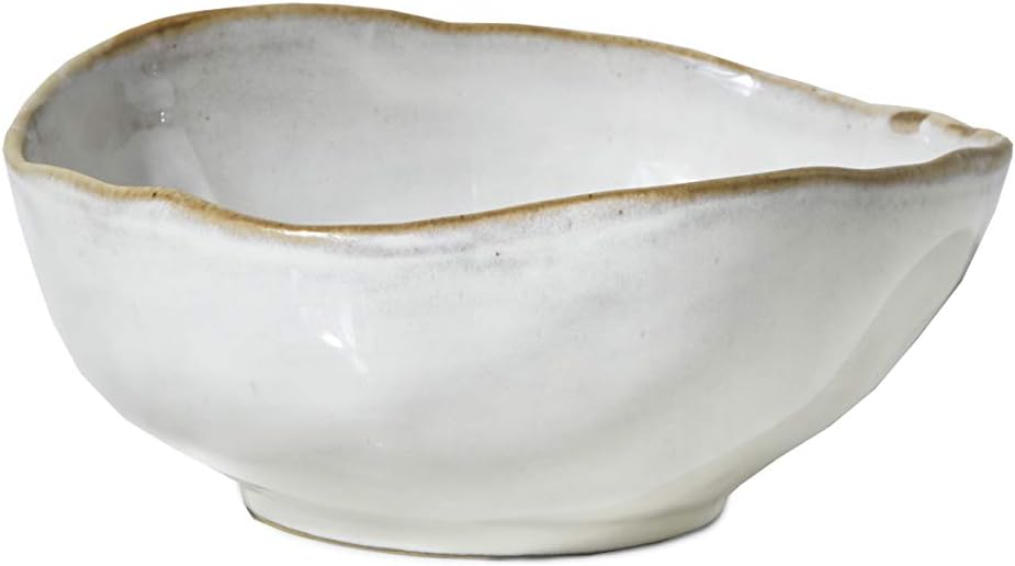 Serene Spaces Living Large Free-Form Edge Glazed Ceramic Bowl, Set of 4, Centerpiece for Vintage