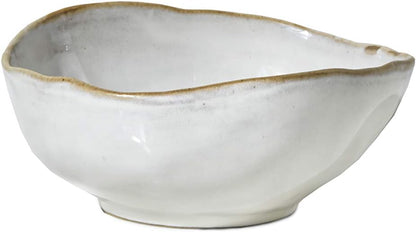 Serene Spaces Living Large Free-Form Edge Glazed Ceramic Bowl, Set of 4, Centerpiece for Vintage