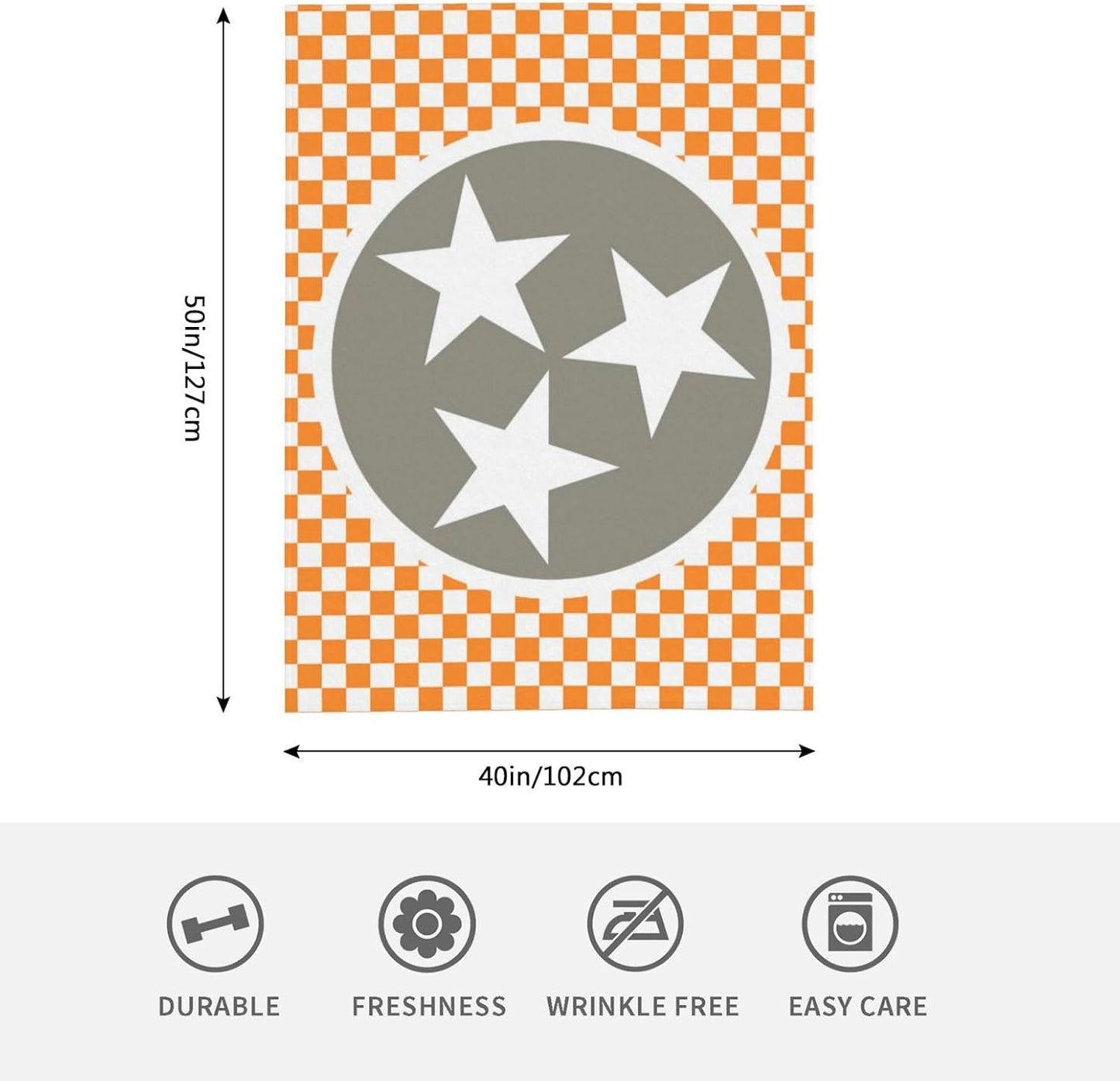 HGOD DESIGNS Tennessee Throw Blanket Ultra Soft Warm All Season Tennessee Orange Grey Star Flag