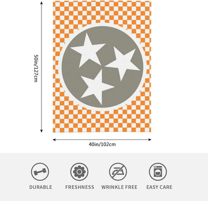 HGOD DESIGNS Tennessee Throw Blanket Ultra Soft Warm All Season Tennessee Orange Grey Star Flag