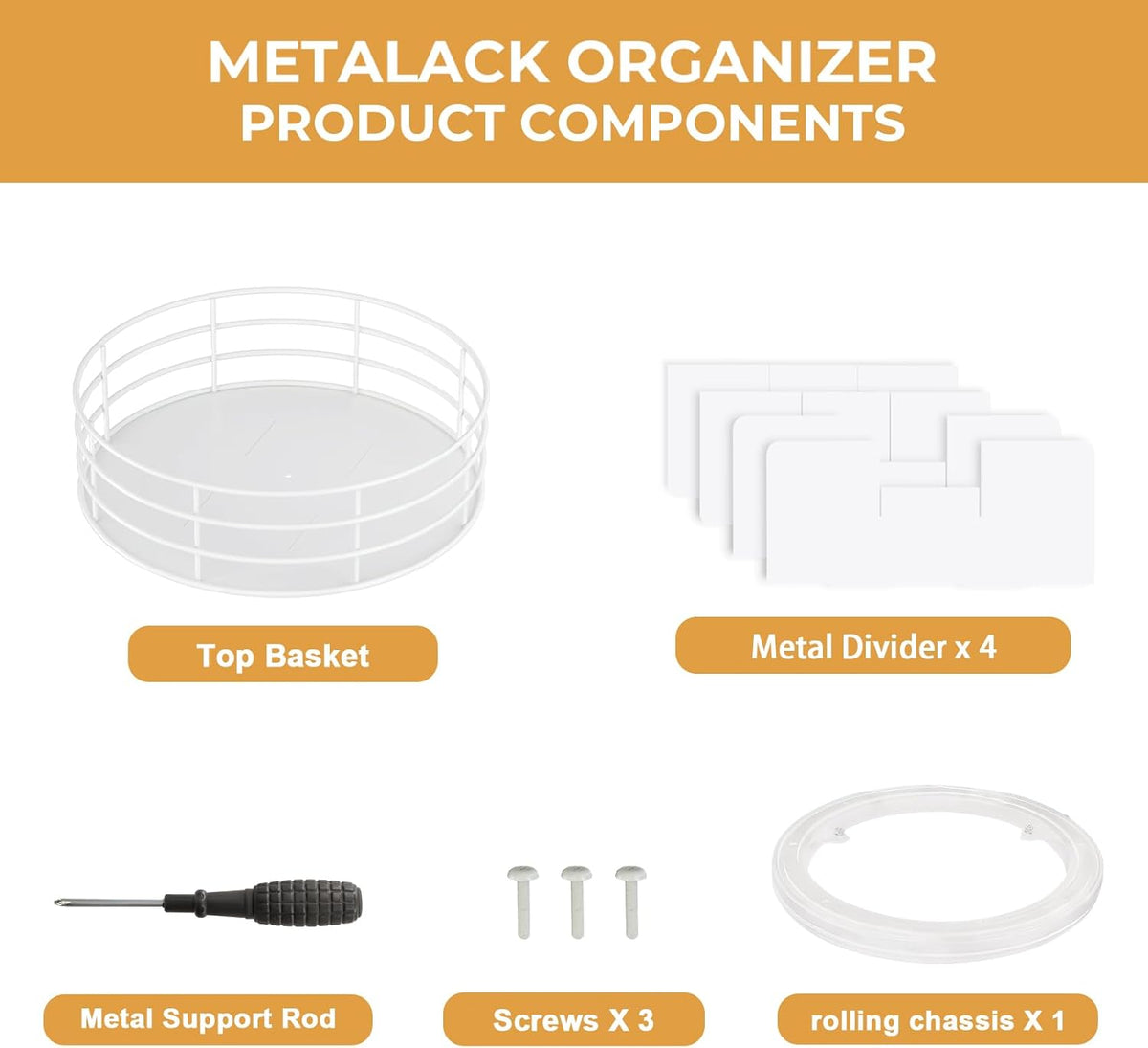 Snack Organizer - Versatile Snack Storage, Lazy Susan with Convenient Grab-and-Go Design, Metal