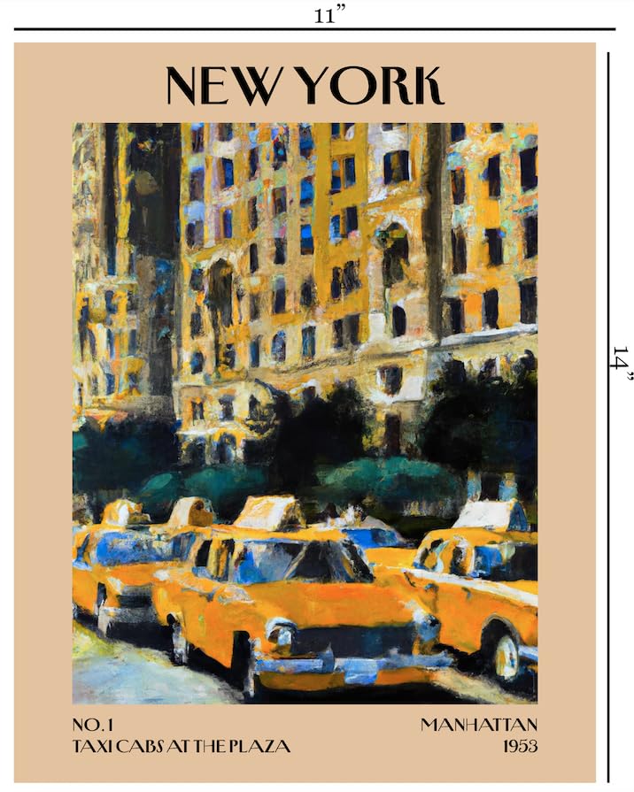 Retro Vintage New York Wall Art Print - 11x14 Unframed Poster - New York City Souvenirs, Cute