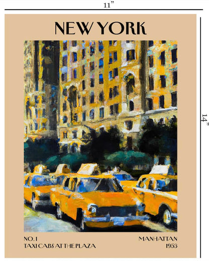 Retro Vintage New York Wall Art Print - 11x14 Unframed Poster - New York City Souvenirs, Cute