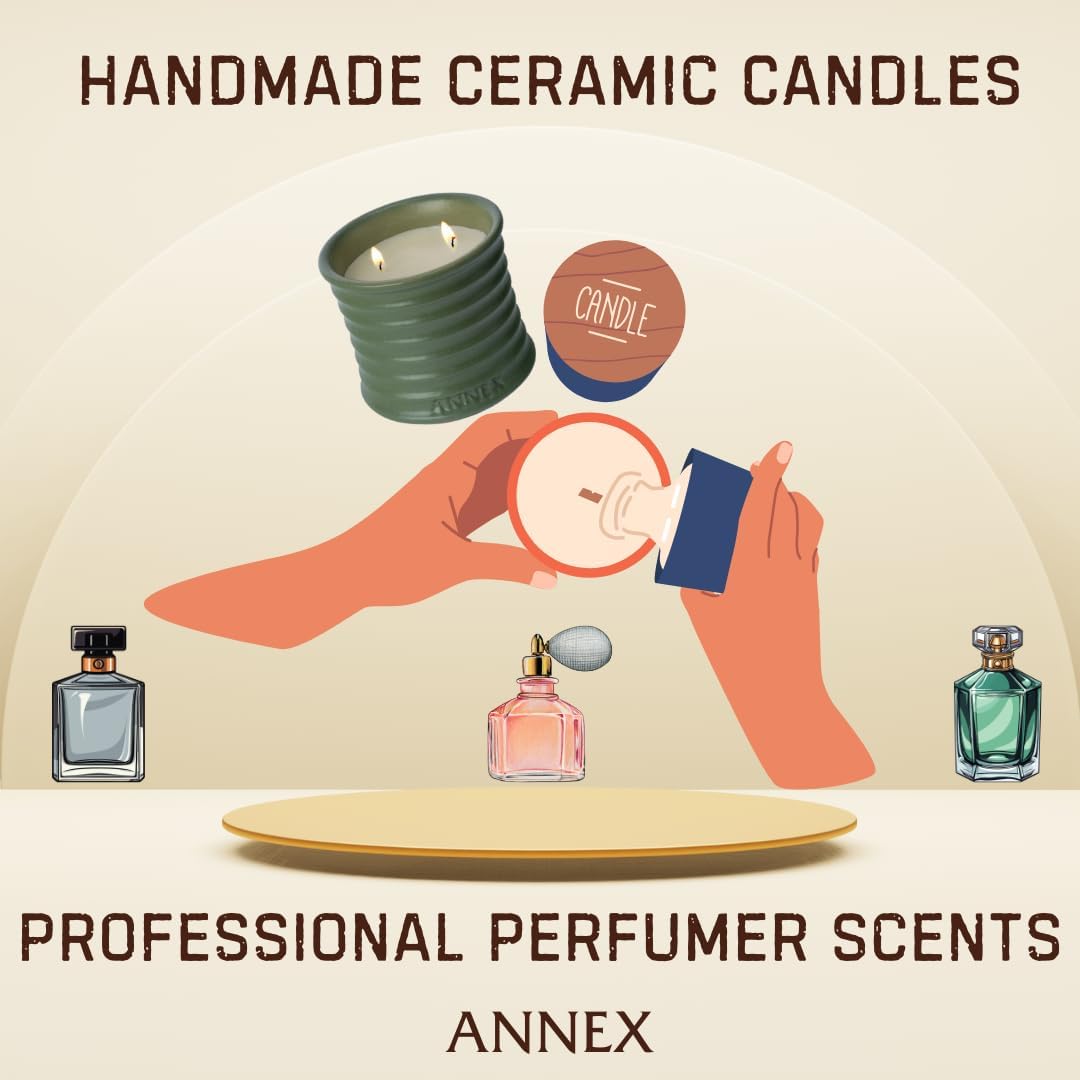 Scented Luxury Candles in Handmade Ceramic Jars, Soy Wax | Woody Wood – Oud & Agarwood, Large