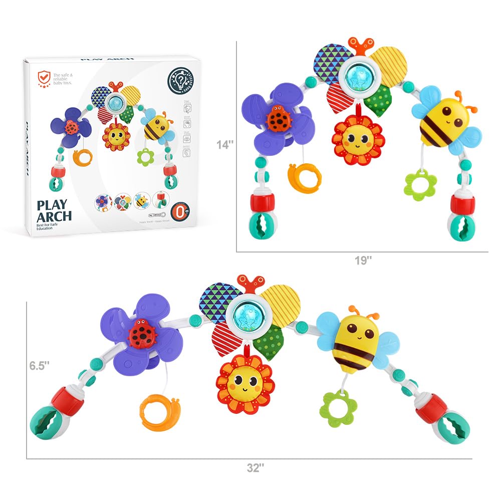 Baby Stroller Arch Toys,Adjustable Crib Mobile for Bassinet with Sensory Play Accessories and