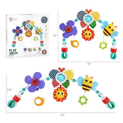 Baby Stroller Arch Toys,Adjustable Crib Mobile for Bassinet with Sensory Play Accessories and