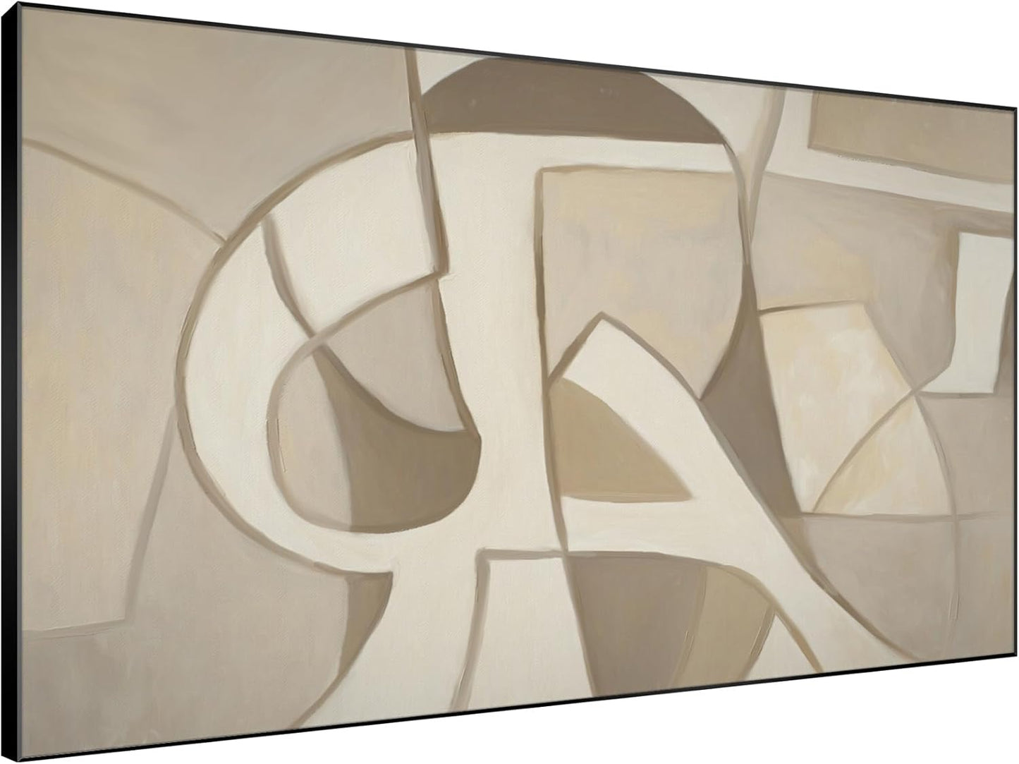 SIGNWIN 46"x72" Extra Large Framed Wall Art Neutral Abstract Geometric in Mid-Century Style