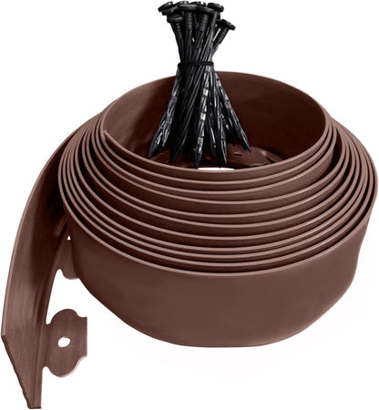 Garden Edging 33FT, 4IN High Landscape Edging Border Plastic Lawn Edging Roll with 30 Spikes for