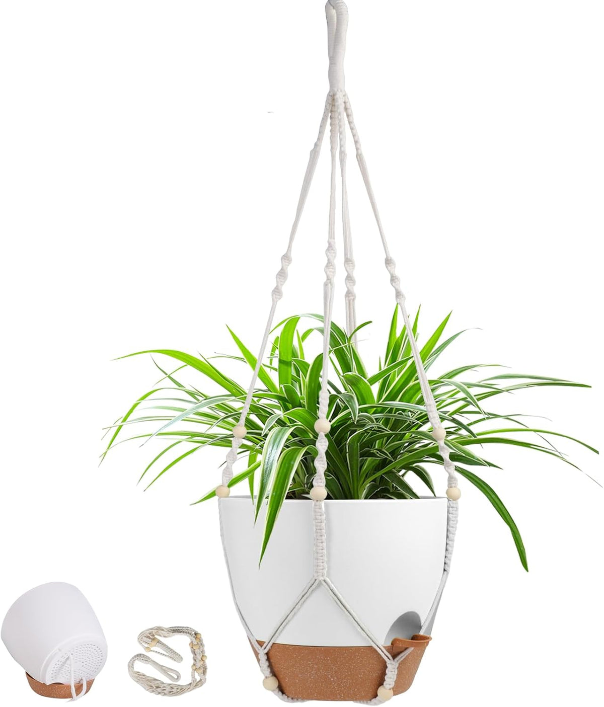 41.5 Inch Macrame Plant Hanger Indoor Outdoor with 12 Inch Flower Pot, Hanging Planter for Plants