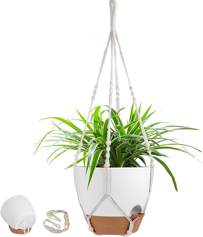 41.5 Inch Macrame Plant Hanger Indoor Outdoor with 12 Inch Flower Pot, Hanging Planter for Plants