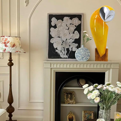 15 Inch Owl Statue for Home Decor Accents Office Decor, Handmade Owl Sculpture for Bookshelf Decor